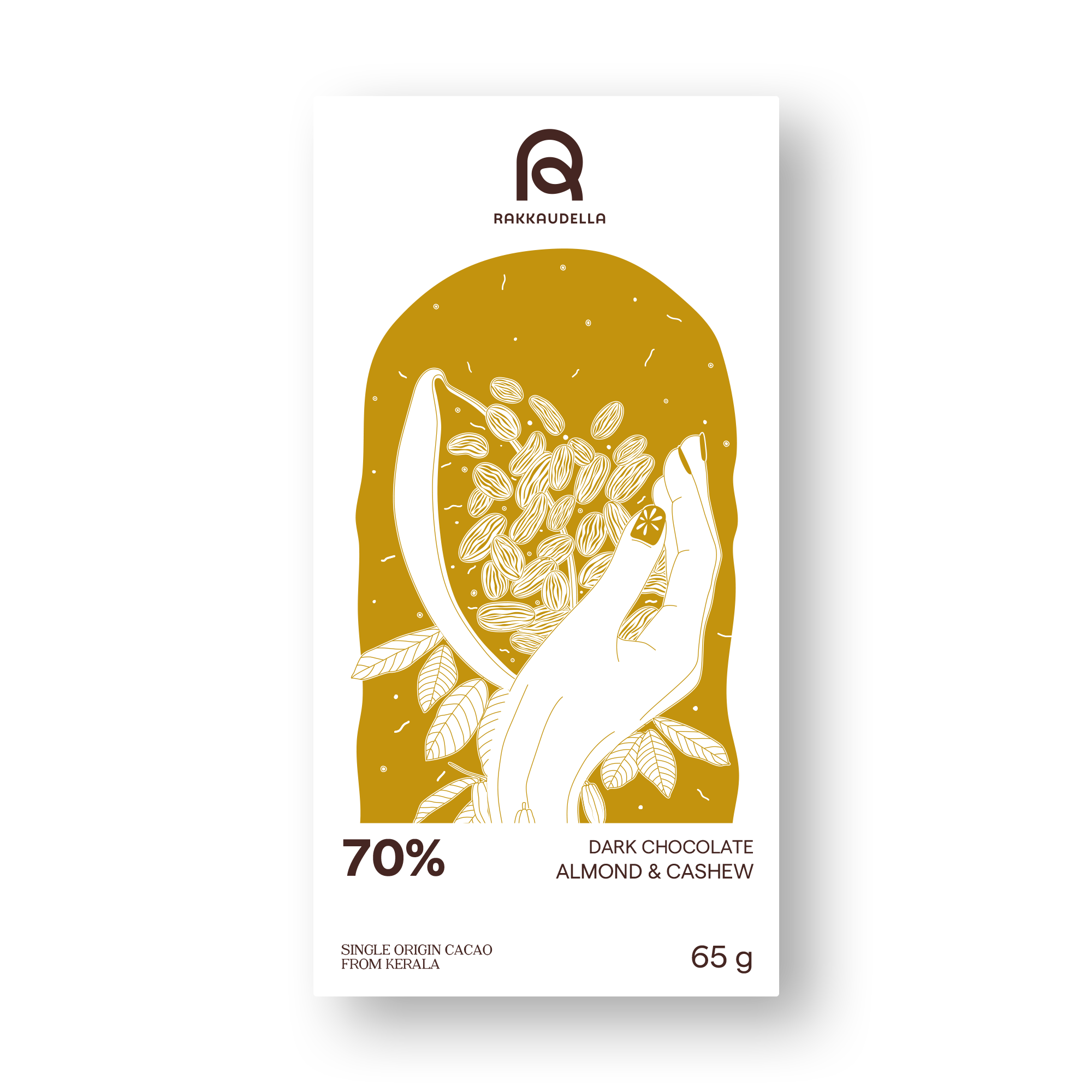 Almond and cashew 70% dark chocolate 65 gram